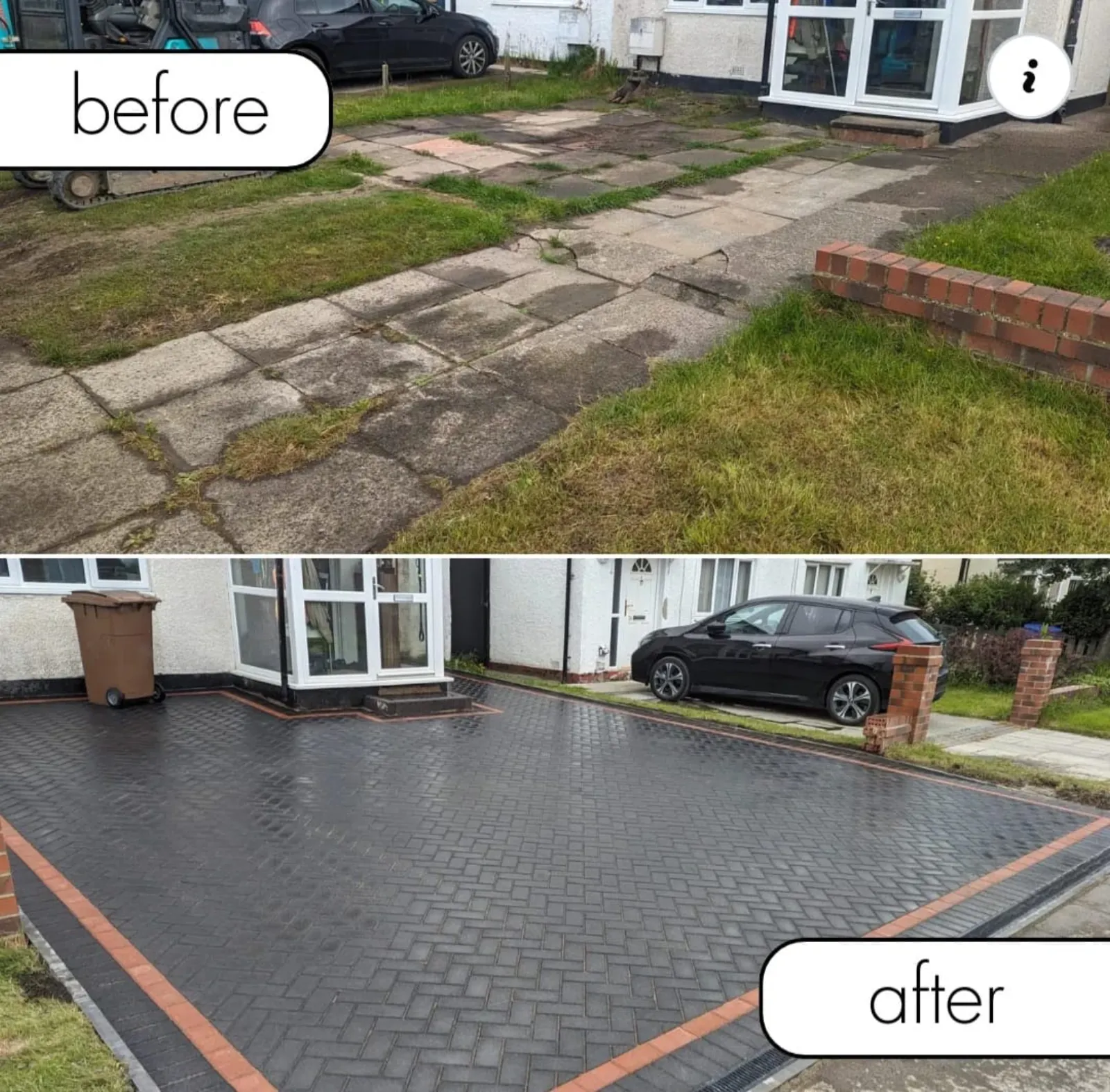 Before and after driveway transformation