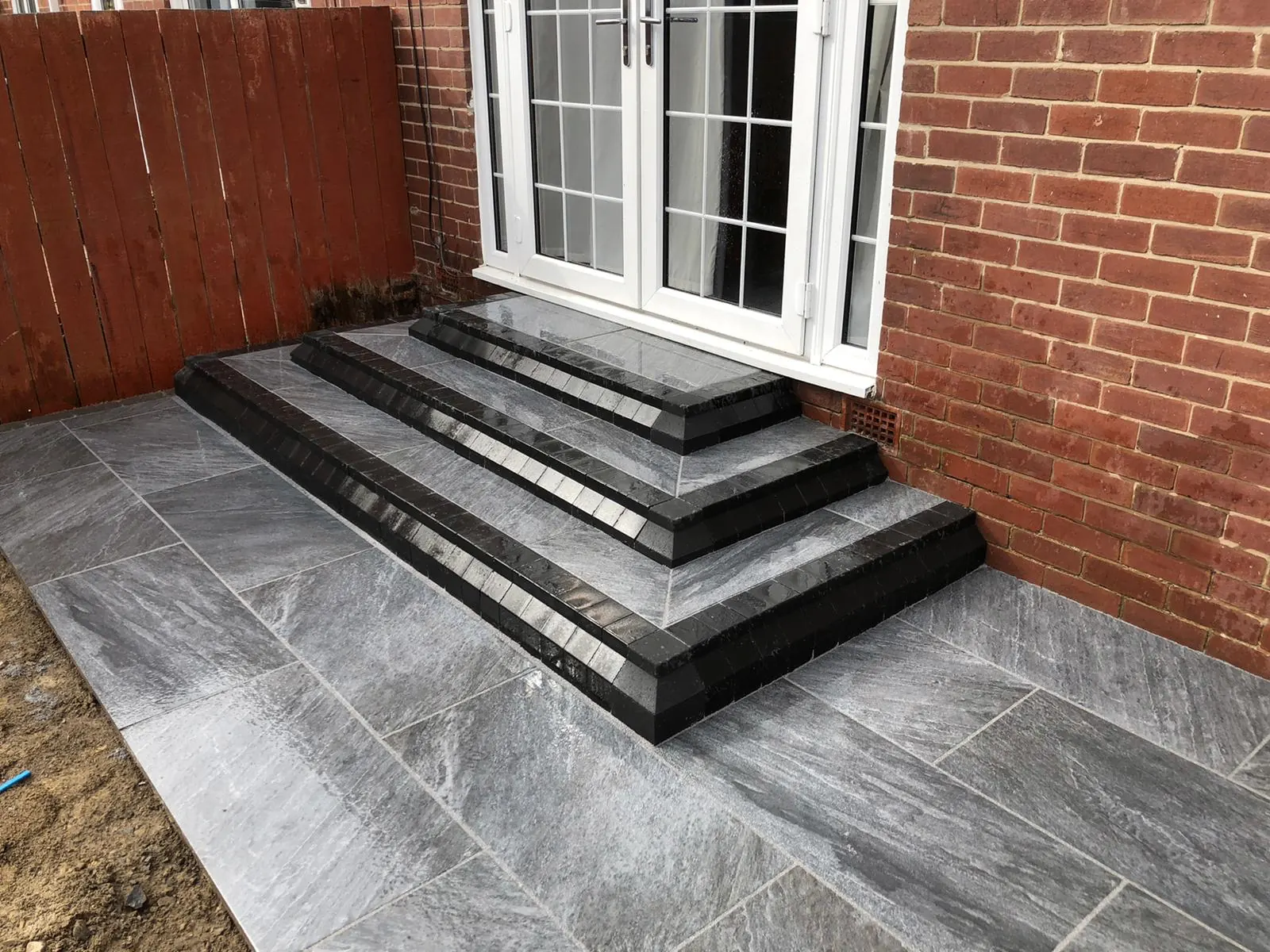 Stone steps with dark edging
