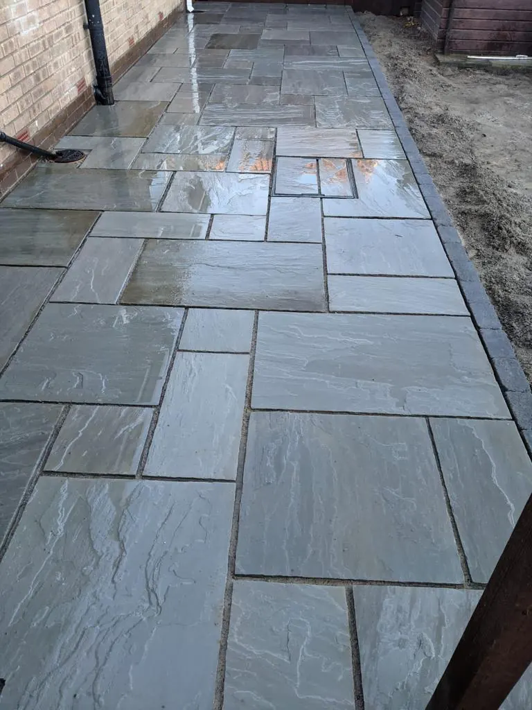 Natural stone paving pathway
