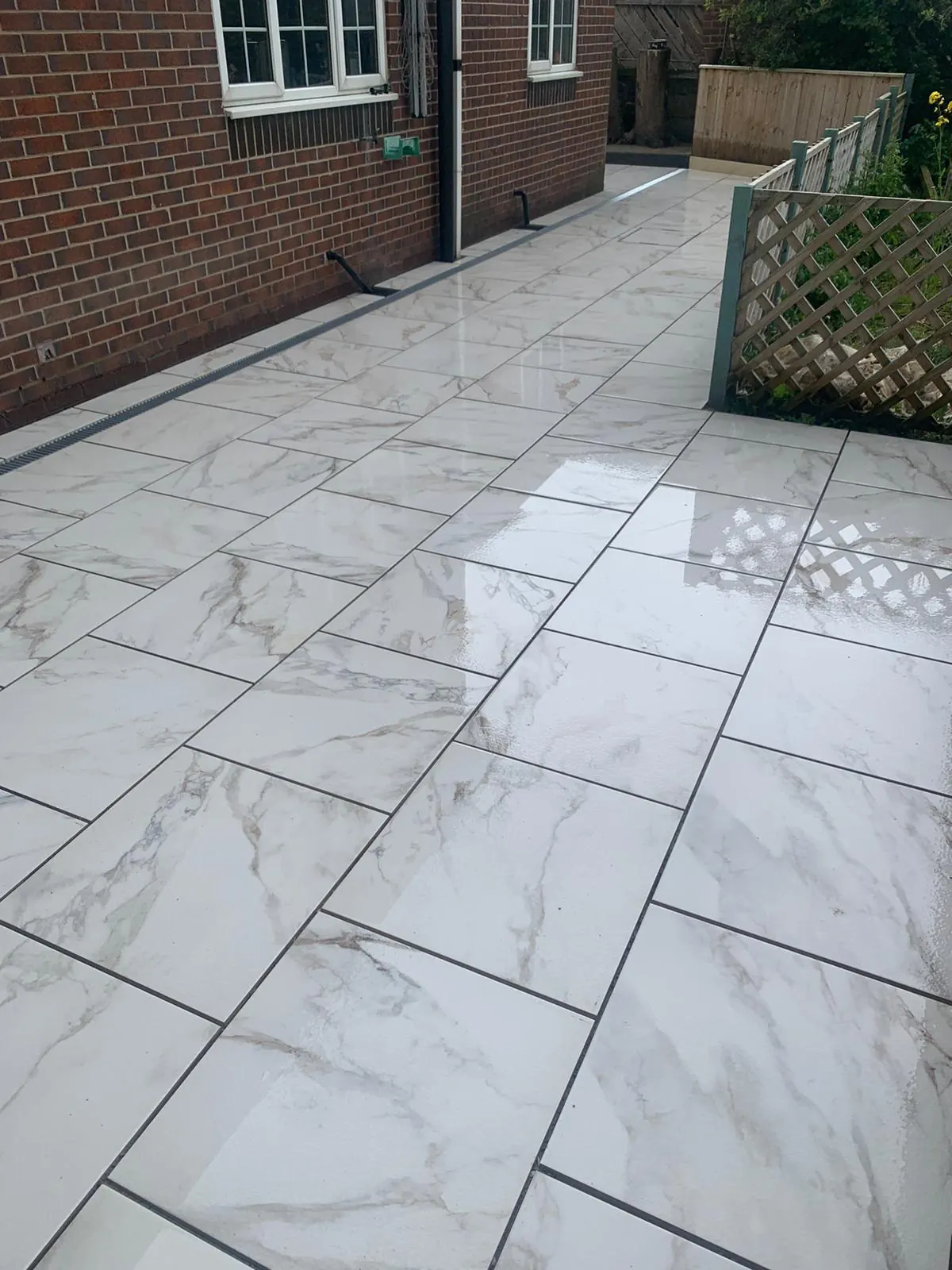 Marble effect patio tiling